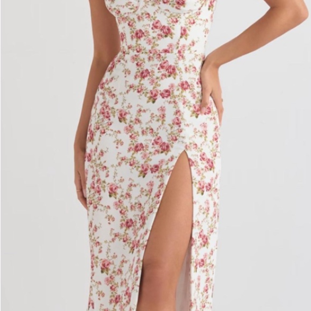 House of CB Pink Maxi Dress Sweetheart Slit